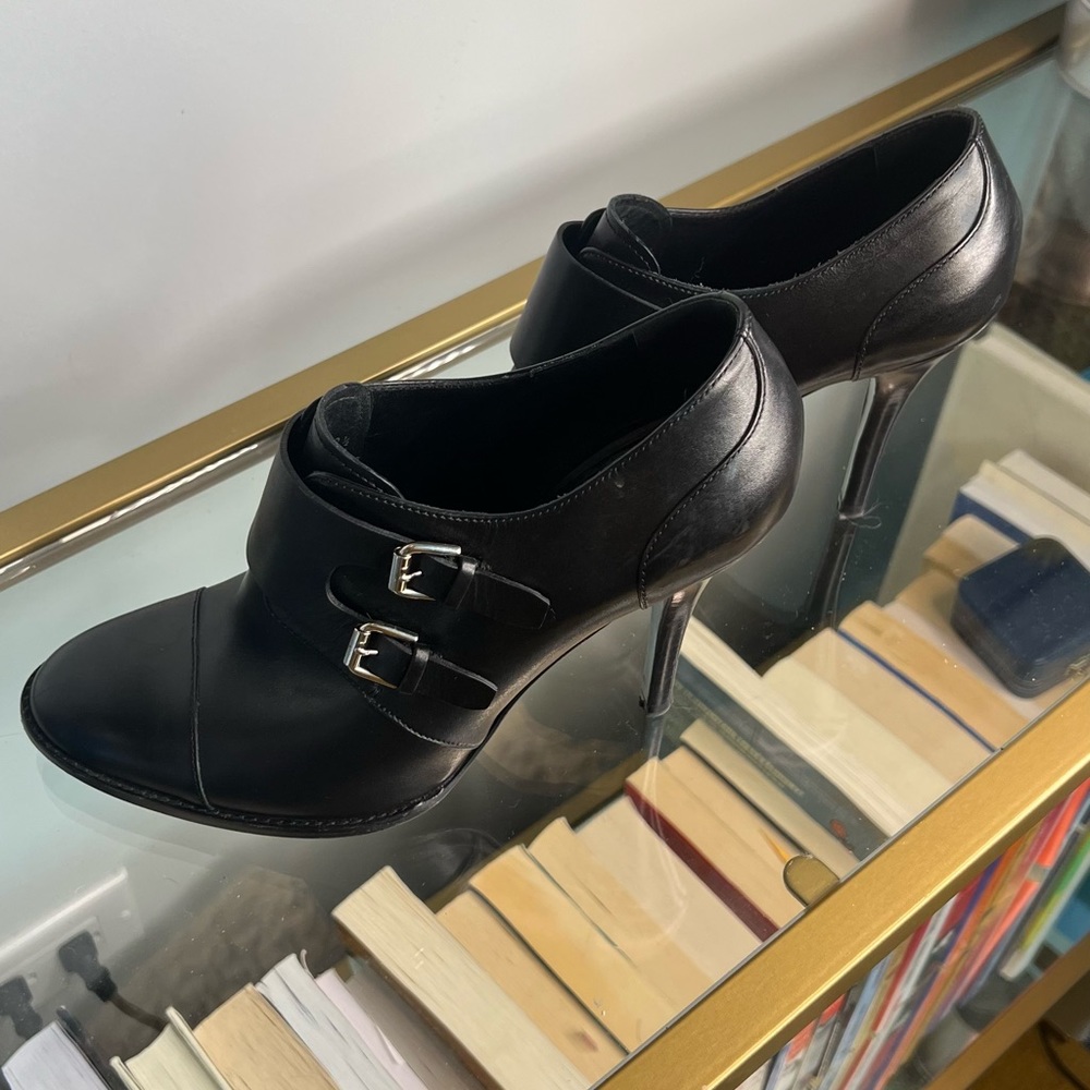 LN Ralph Lauren Black Label Collection Black Ankle Boot Stilettos with Buckles - Picture 6 of 15